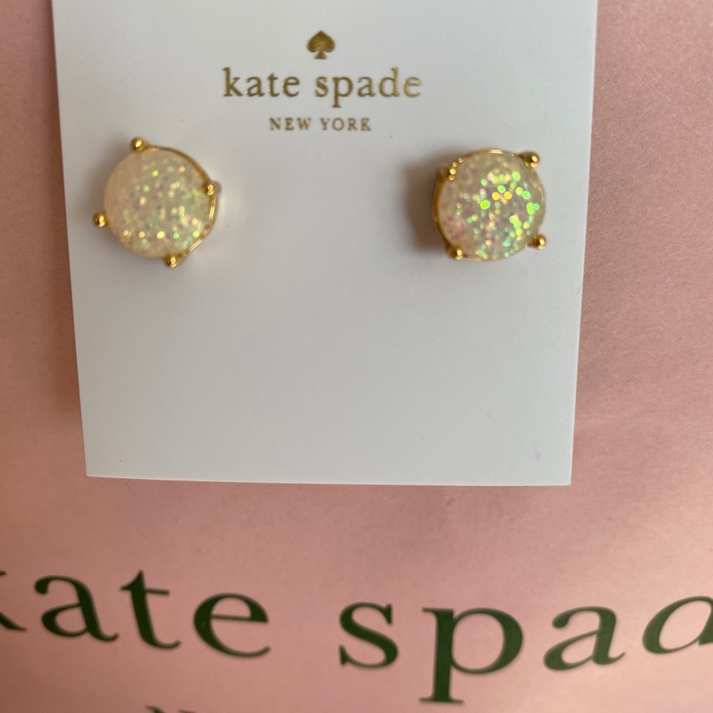 kate spade rise and shine opal glitter round stud earrings - Picture 2 of 9